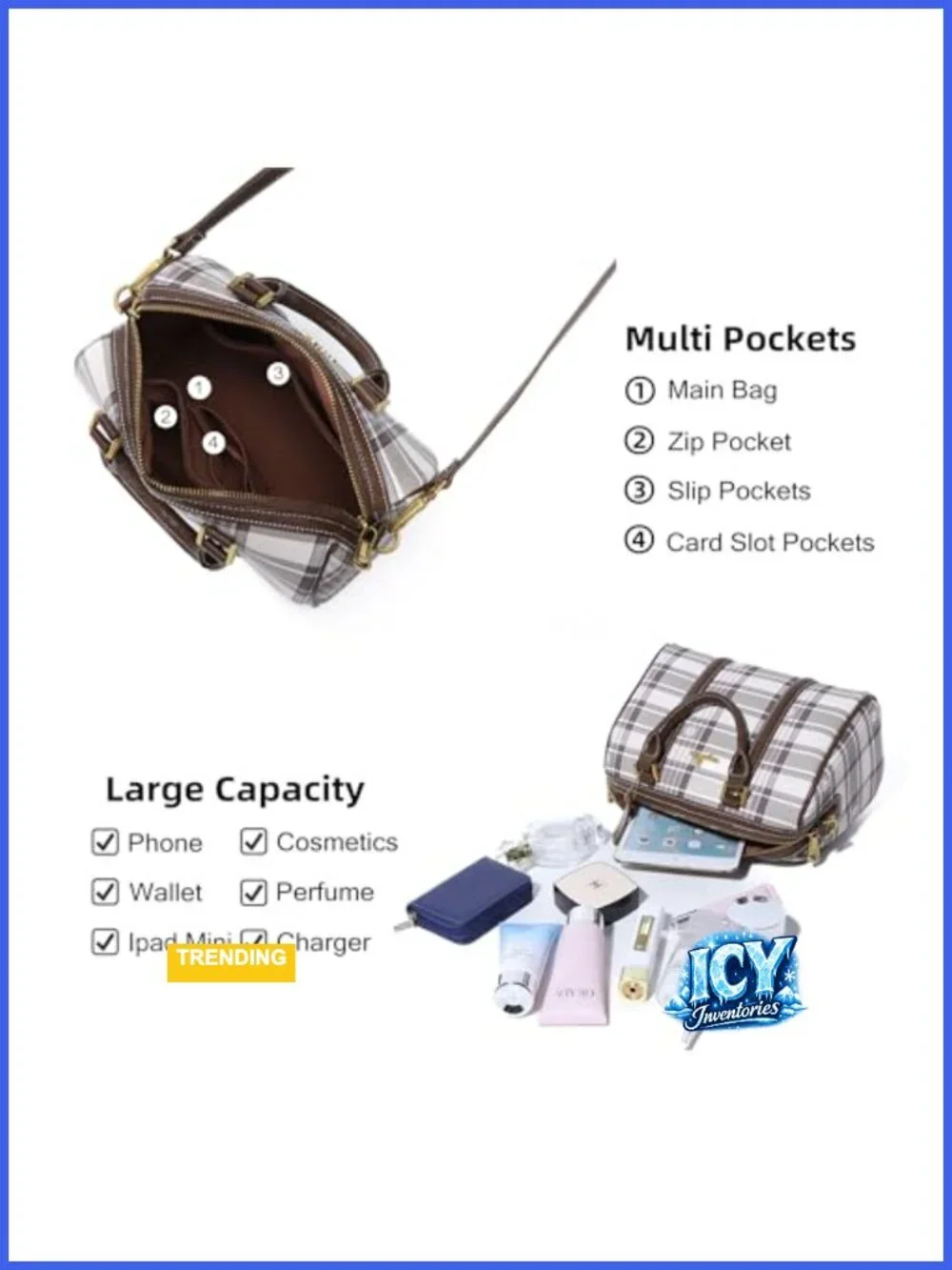 Vegan Leather Barrel Satchel Purse Top Handle Shoulder Crossbody Bag